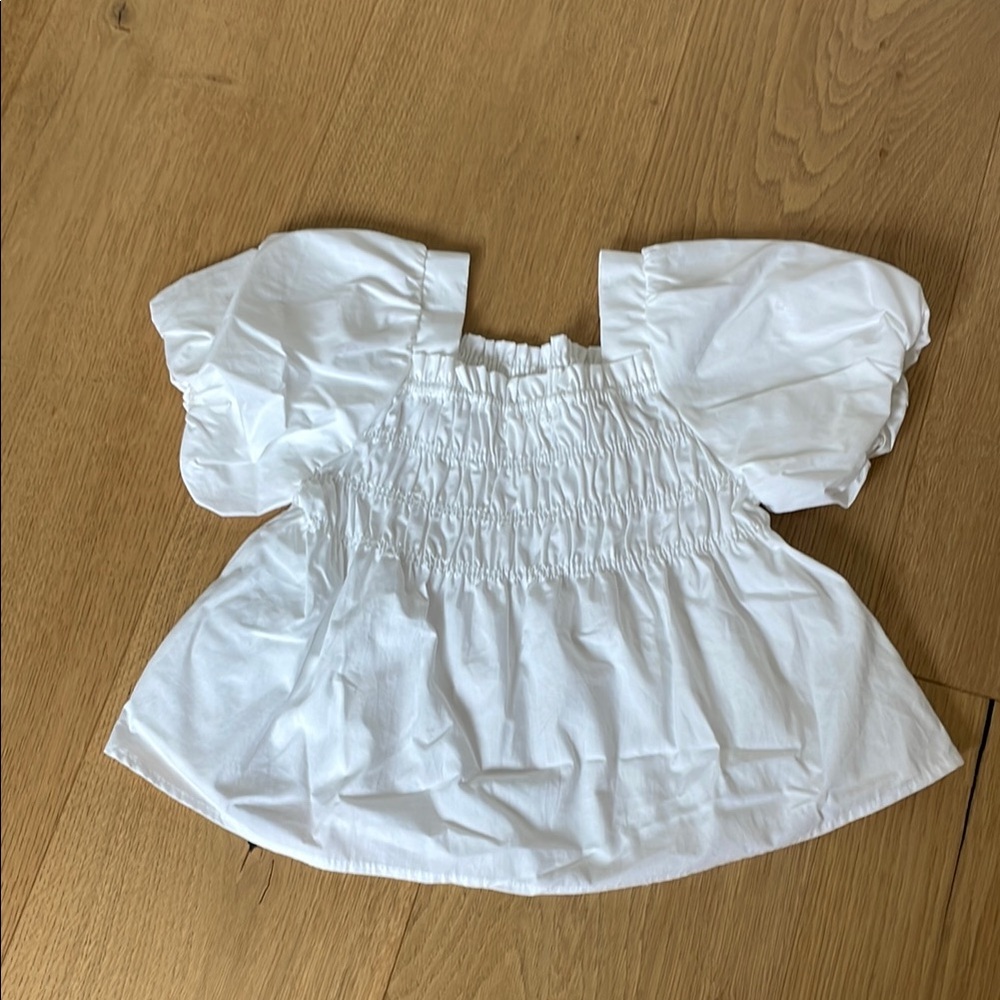 Zara Kids White Puff Sleeve Top